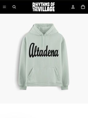 Rhythms of the Village Altadena Script Logo Hoodie in Sage Size M